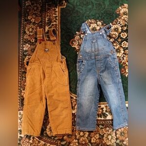 OshKosh B'gosh Blue Denim and Brown Corduroy Overalls
